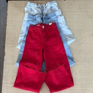 Bundle of 3 - Girls Zara Red and Blue Jeans sz 9